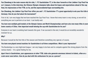 樊振东谈德甲联赛：水平非常高，能感受到人们对于选手的尊重